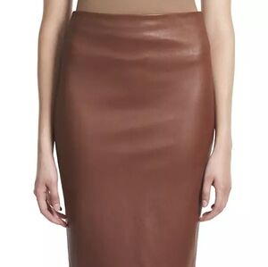 THEORY PENCIL SKIRT FAUX LEATHER SIERRA BROWN-SIZE:4+